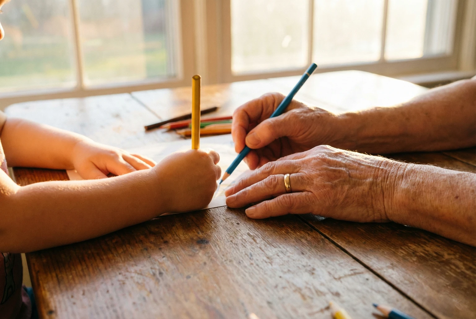 Jung und Alt malen zusammen - Feinmotorik Training