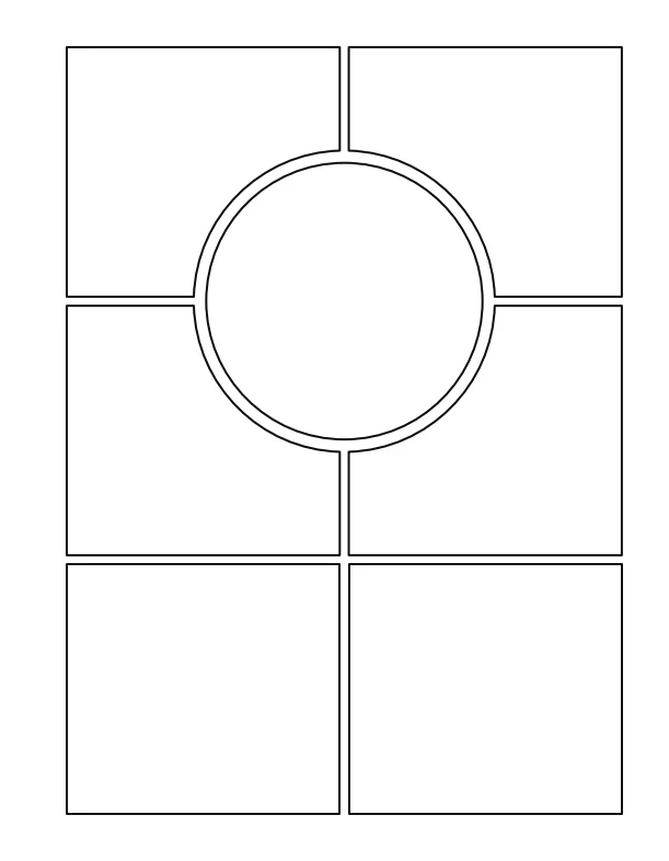 Mein eigenes Comic Buch zum selbst Zeichnen Seite 45 mit leerer Beispielseite mit Rahmen Aufteilung