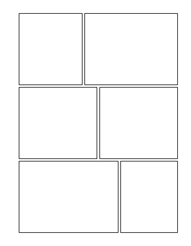 Mein eigenes Comic Buch zum selbst Zeichnen Seite 91 mit leerer Beispielseite mit Rahmen Aufteilung