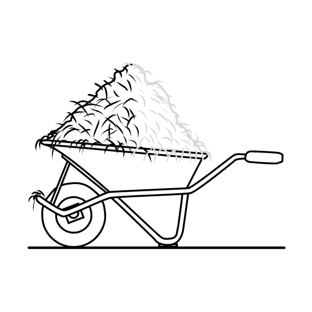 Kritzel Krakel Malbuch Bauernhof ab 2 Jahren Kinder Anfänger Seite 29 Schiebetruhe mit einem Haufen Heu