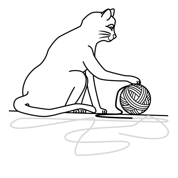 Kritzel Krakel Malbuch Bauernhof ab 2 Jahren Kinder Anfänger Seite 73 Katze spielt mit Wollknäuel