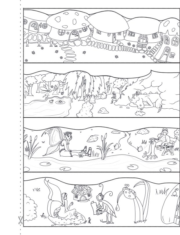 Einfache Schneideübungen Bilder mit Wellenlinien